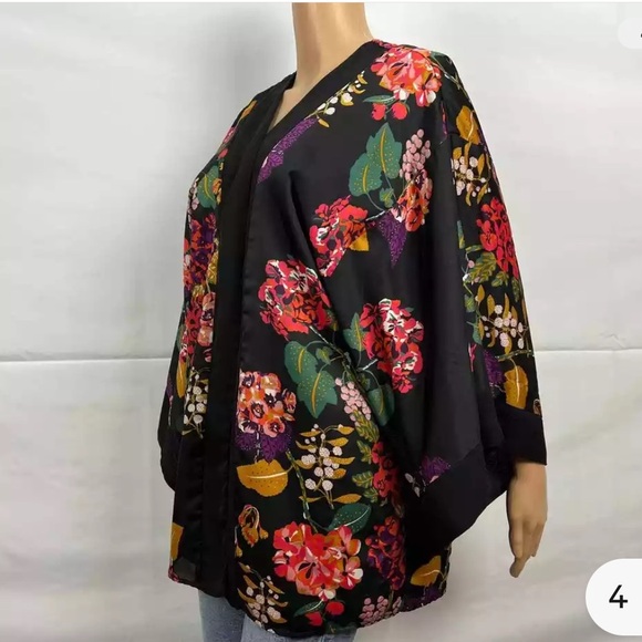 H&M Conscious Black Floral  Open Kimono Cardigan - Picture 6 of 13